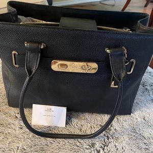 COACH Coach Black Carryall Pebble Leather Satchel